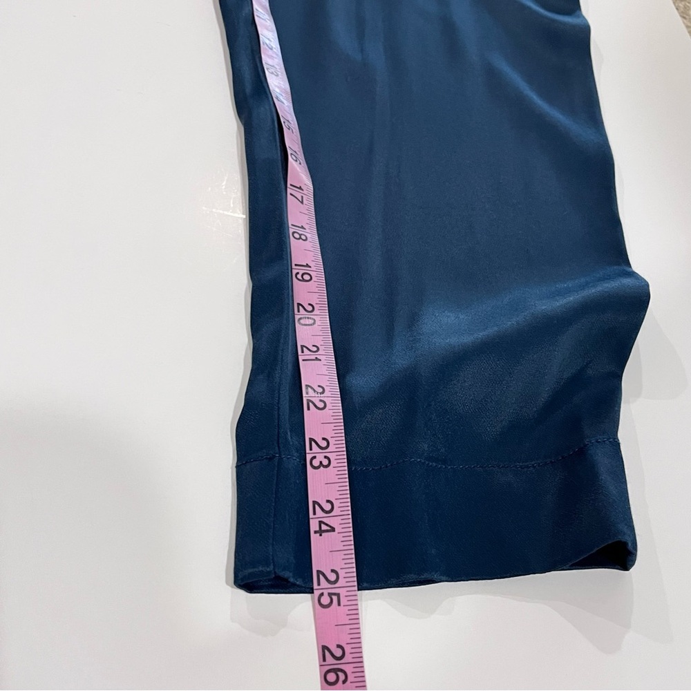 Anthropologie ett:twa Silky Satin Tie Waist Pants Tapered Ankle Blue Size US 8 - Picture 7 of 10